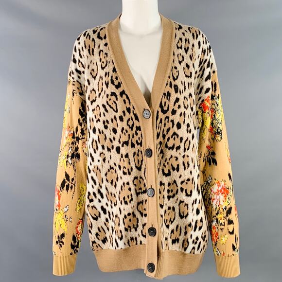 M Khaki Black White Viscose Blend Distressed Oversized Mixed Patterns Cardigan - Picture 1 of 16